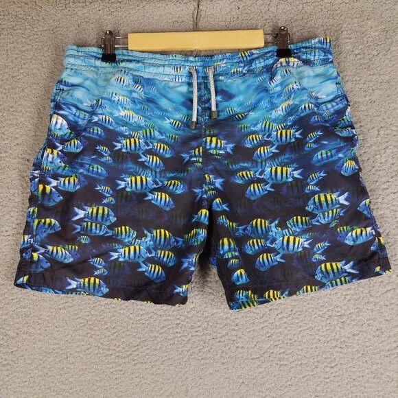 Velero Sergeant Major Fish Swim Trunks Shorts Adult Large Blue Ocean Brief Lined - Picture 1 of 11
